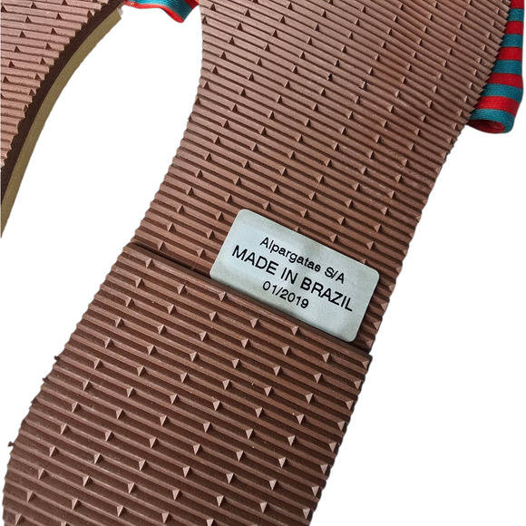 Havaianas You Saint Tropez Sandals Red Teal Stripe Size 11/12W - Picture 9 of 9